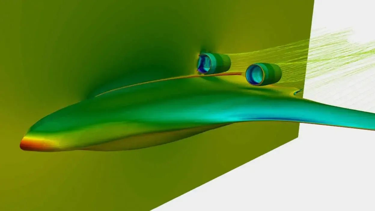 Engine nacelle and wing surface pressure contour