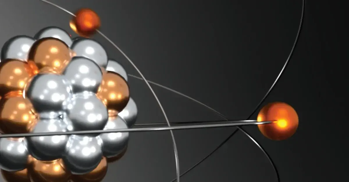 Metal spheres colliding with an orbiting particle trail