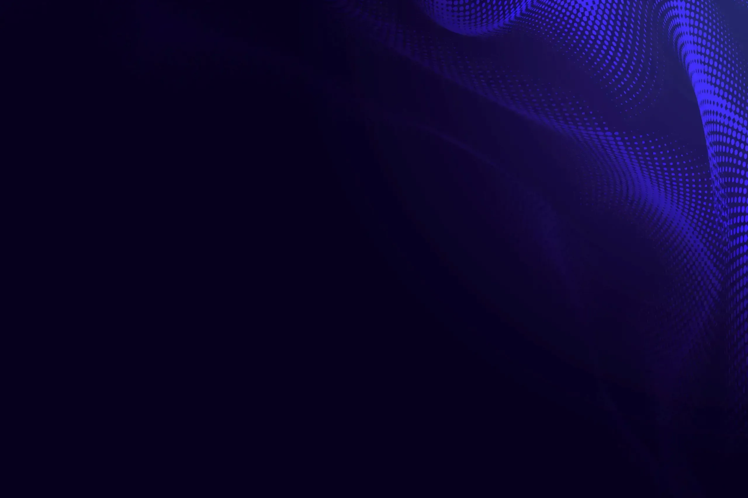 Purple halftone dot wave curving across a deep blue background