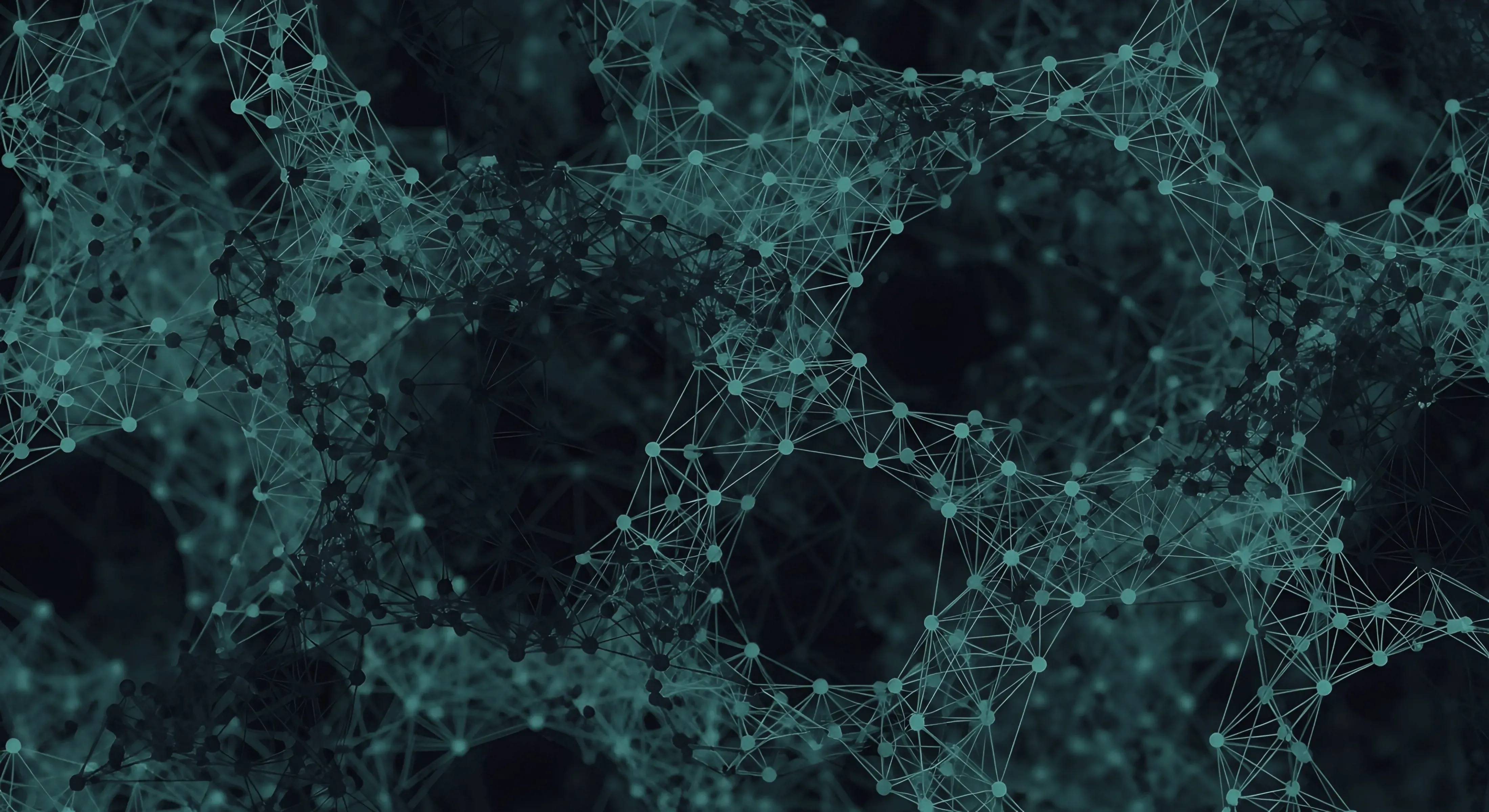 Network mesh of connected nodes representing a neural network